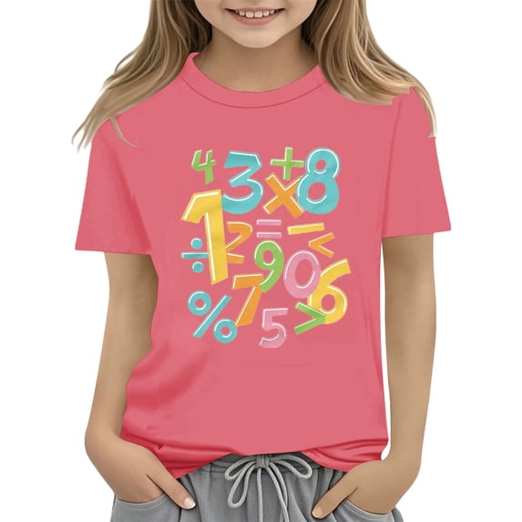 EnJoCho 100 Day School Shirt Girls Colorful Number Math Kids T-Shirt Math Day Top Tee Shirts Math Lovers Educational Apparel Celebration Schoolwear 2025
