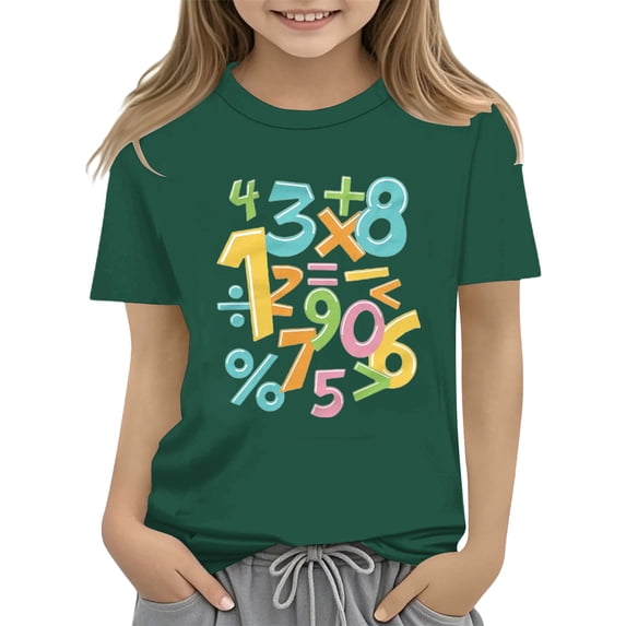 EnJoCho 100 Day School Shirt Girls Colorful Number Math Kids T-Shirt Math Day Top Tee Shirts Math Lovers Educational Apparel Celebration Schoolwear 2025