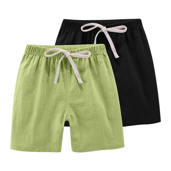 EnJoCho 2 Pack Girls Casual Shorts Summer Linen Short Drawst𝗋ing Elastic Waist Shorts Workout Jogger Short BermudaShorts Athletic Sport Playwear Bottoms
