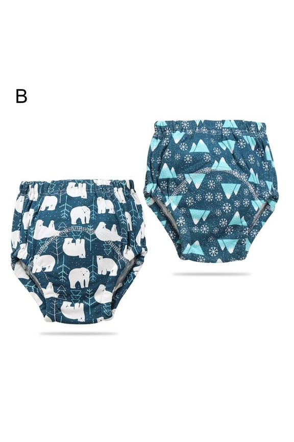 2-Pack Washable Cotton Baby Training Pants with Adjustable Waist, Reusable Absorbent Learning Underwear for 6-18 Months Boys Girls - Soft Breathable Potty Training