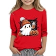thumbnail image 1 of EnJoCho 3/4 Sleeve Halloween 3D Printed Crewneck Sweatshirt for Kids Girls Cute Carton Pullover Hoodie Casual T-Shirt Style Teen Clothes, 1 of 4