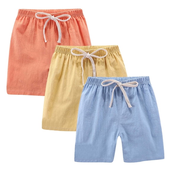 EnJoCho 3 Pack Kids Casual Shorts Boys Girls Cotton Pull on Shorts with Pockets Elastic Waist Athletic Basketball Soccer Short Pants