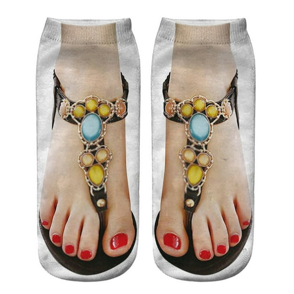 EnJoCho 3D Pattern Manicure Print Socks Funny Hidden Running Socks Women Personalized