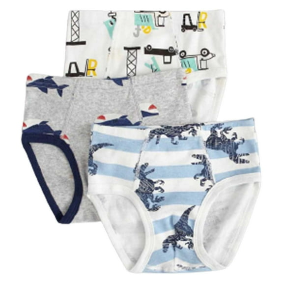 EnJoCho 3PCS Boys Cotton Underwear Ultra Soft Triangle Cut Stretchable Waistband Playful Cartoon Prints for Active Toddlers 2-8 Years