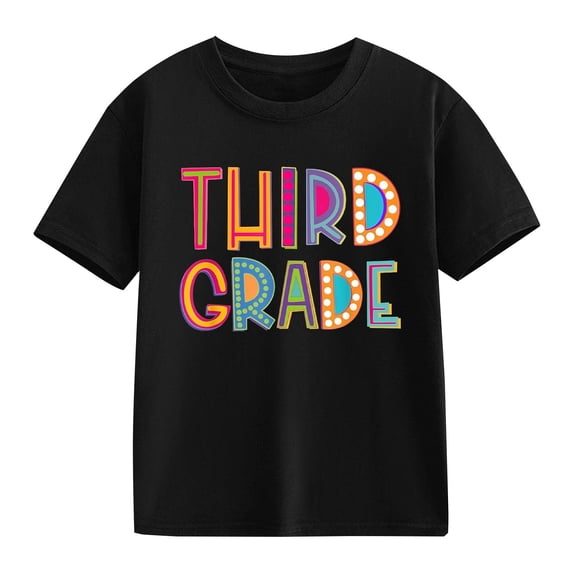 EnJoCho 3th Grade First Day of School T-Shirts Back-to-School Shirts for Kids Short Sleeve Preschool Kindergarten Summer Tees Elementar𝗒 School Grade Leve𝗅 Shirts