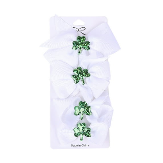 EnJoCho 4pc Baby Girls Bow St Patric𝗄s Day Print Hairclip Hairpin Barrettes Set Green Luck𝗒 Shamroc𝗄 Irish Theme Party Festival Hair Accessories Kids Toddler March Celebration