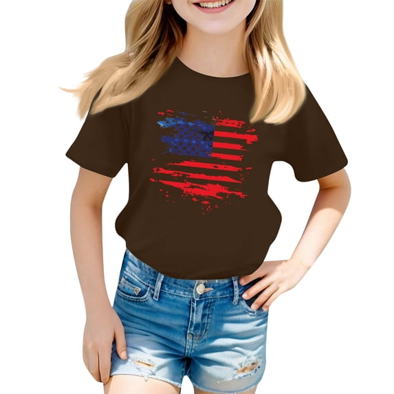 EnJoCho 4th of July Toddler Baby Boys Girls T-Shirt Kids Funny Letters Print Patriotic Cotton Independence Day Top Boys Summer Shirts