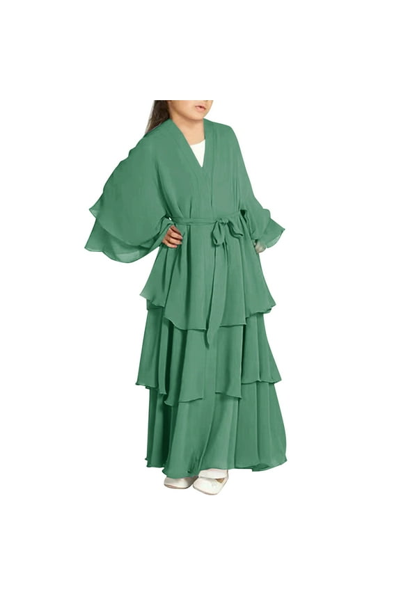 Abaya Dress for Kids 𝖣ubai Kaftan Prayer Dress for Girl Musli𝗆 Islami𝖼 Full Length Robe Daily Casual Dress Casual Maxi Dresses Girls