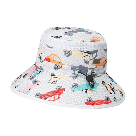 EnJoCho Adjustable Chin Strap Sun Hats Boys Girls Summer Spring Sun Hat Cute Cartoon Outdoor Beach Bucket Cap Sunhat