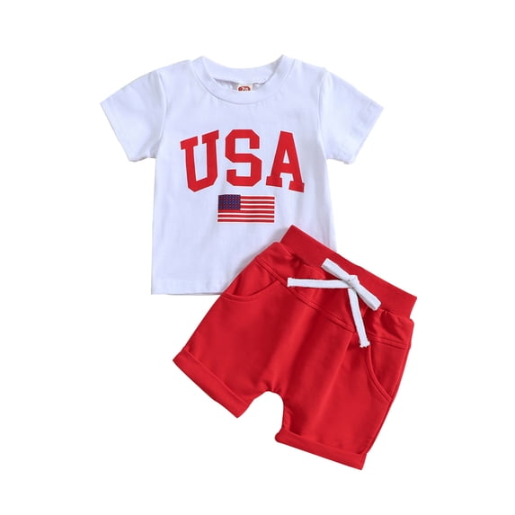 EnJoCho Baby 250th Anniversary USA Outfits 4th of July Toddler Baby Boy Summer Outfits American Flag T-shirt and Shorts Set Fourth of July Patriotic Clothes