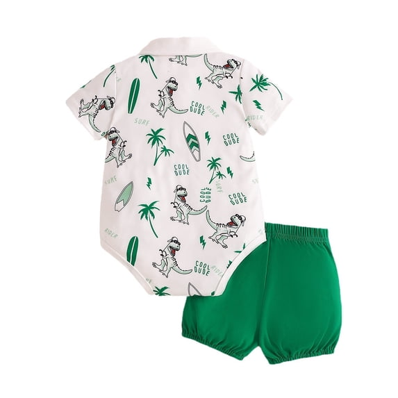 EnJoCho Baby Boy Clothes 12 Kids Boy Outfits Clothes Short Sleeve Cartoon Prints Shorts Suit Summer Beach Fashion Party Outfits Green 3-6 Months