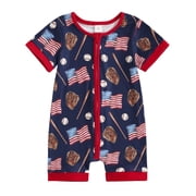 EnJoCho Baby Boy Girl 4th of July Outfit USA Short Sleeve Bubble  omper Jumpsuit Toddler Fourth of July Summer Jumpsuit American Flag Onesie  omper