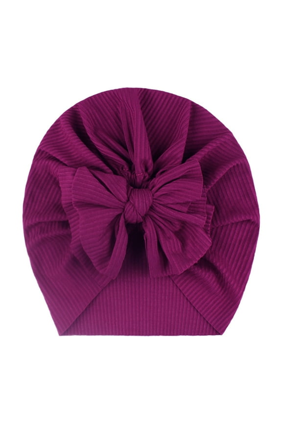 Baby Boy Girl Solid Knotted Hat Beanie Bow Headwear Accessories Toddler Kids Soft Home Outing Headband
