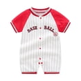 thumbnail image 1 of EnJoCho Baby Boys Cotton Baseball-Theme Crawling Bodysuits- Summer Breathable Baby Romper with Stretchable Cuffs, Playtime Essential for Baby 0-24 Months (0-3 Months,Red), 1 of 7