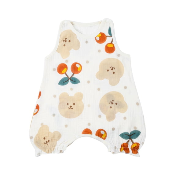 EnJoCho Baby Boys Cute Print Romper - Sleeveless Organic Cotton Open Front Bodysuit with Snap Closure for Easy Diaper Changes & Summer Playtime Outfits (6-12 Months,BG1)