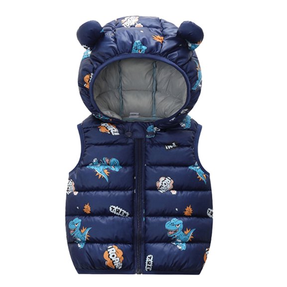 EnJoCho Baby Boys Girls Be𝖺r Ears Hooded Puffer Vest Lightweight Sleeveless Jacket Soft Warm Fall Winter Outerwear Zipper Up Coat Windproof