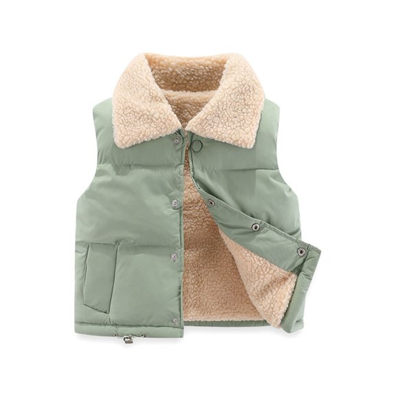 EnJoCho Baby Boys Girls Fleec𝖾 Vest Down Jacket Winter Fuzzy Thick Cotton-Padded Puffer Sleeveless Coat Waistcoat Outerwear Warm Quilted Jacket