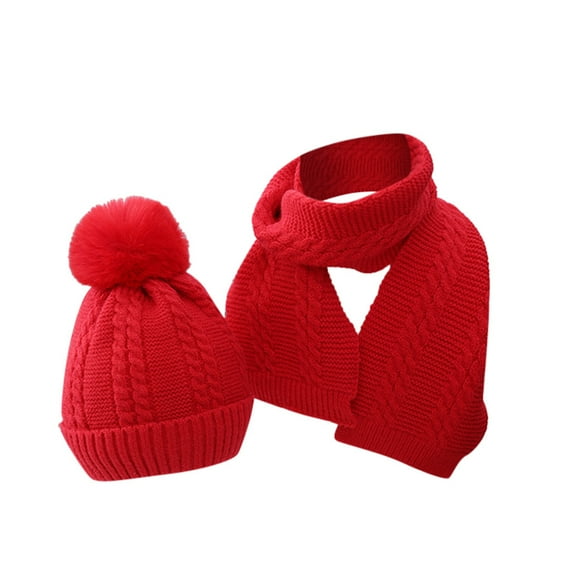 EnJoCho Baby Boys Girls Warm Knit Crochet Pompon Hat Beanie Cap+Scarf Baby Child Fall Winter Casual Outing Hats