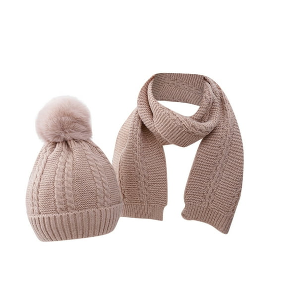 EnJoCho Baby Boys Girls Warm Knit Crochet Pompon Hat Beanie Cap+Scarf Baby Child Fall Winter Casual Outing Hats