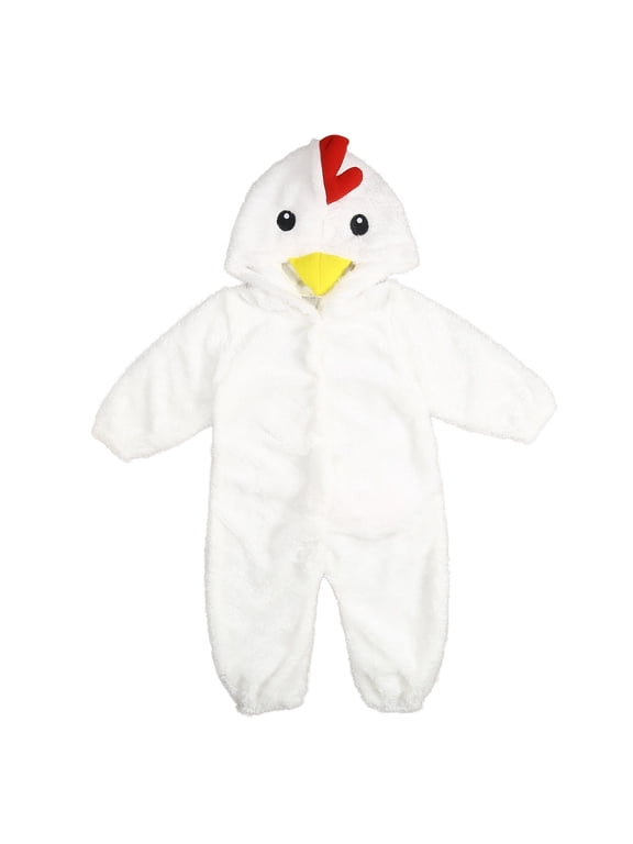 Baby Chicken Fuzzy Jumpsuit Halloween Fluffy Hooded Animal Jumpsuit Newborn Infant Soft Button Romper Cute Unisex Dress up Clothes for Photography