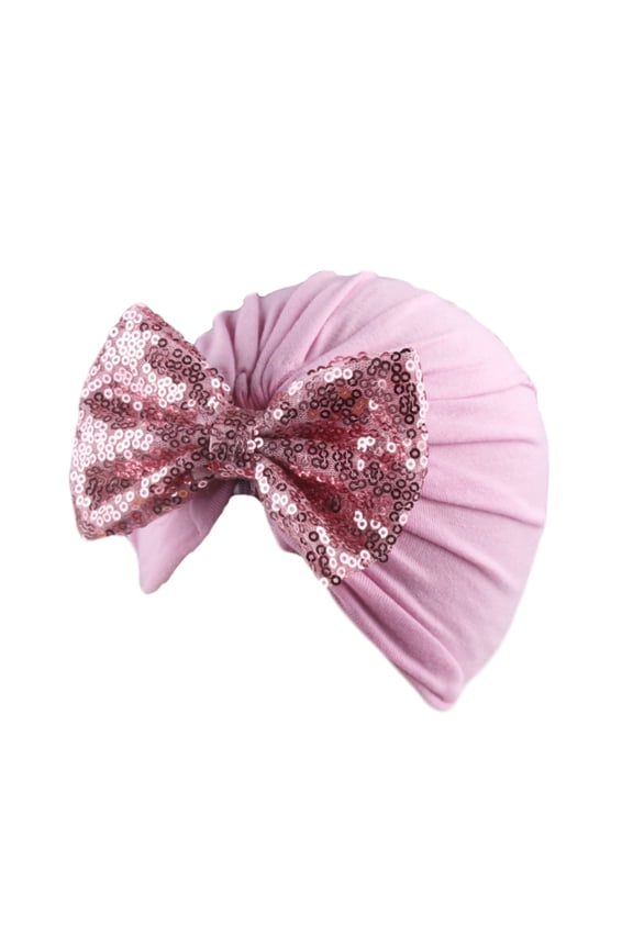 Baby Fashion Solid Hat Cap Beanie Paillette Bow Headband Headwear Accessories Toddler Small Kids Cute Daily Head Wear
