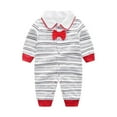 thumbnail image 1 of EnJoCho Baby Formal Bow Tie Romper - Long Sleeve Banquet Jumpsuit with Adjustable Collar for Wedding Christening Photo Shoot Special Occasion Outfit (9-12 Months,D), 1 of 8
