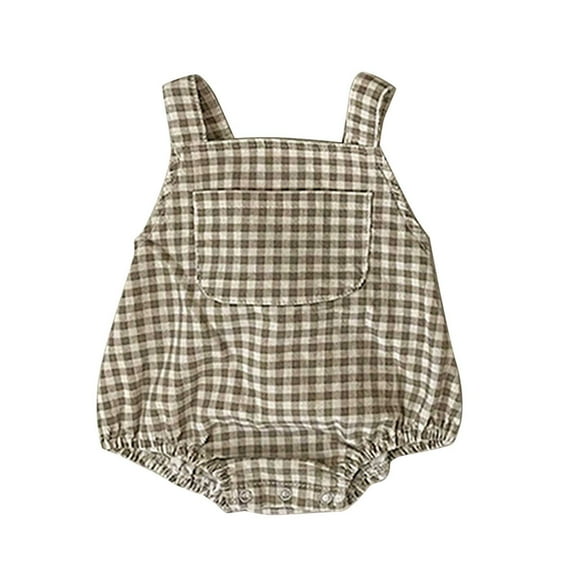 EnJoCho Baby Girls Boys Adventure-Ready Romper With Pocket - Sleeveless Summer-to-Fall Bodysuit with Secure Storage Pouch, Stretchy Cotton Playground Outfit for Active Toddlers (18-24 Months,Khaki)