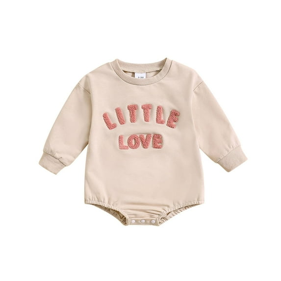 EnJoCho Baby Girls Boys Crewneck Sweatshirt Bubble Romper Long Sleeve Shirt Onesie Valentines Day Outfit Fall Spring Round Neck Letter Print Romper Children's Bodysuit Valentine's Day Jumpsuit