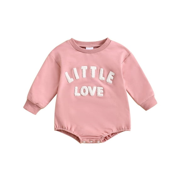 EnJoCho Baby Girls Boys Crewneck Sweatshirt Bubble Romper Long Sleeve Shirt Onesie Valentines Day Outfit Fall Spring Round Neck Letter Print Romper Children's Bodysuit Valentine's Day Jumpsuit