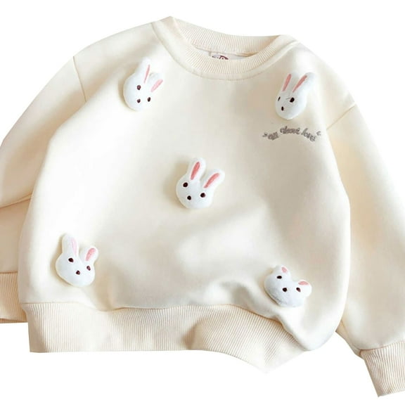 EnJoCho Baby Girls Boys Rabbit Crewneck Pullover Casual Kids Sweatershirt Crop Top 1-8 Years Sweater Tee Shirt Spring Fall Clothing Apparel Cute Outfit Loung𝖾wear