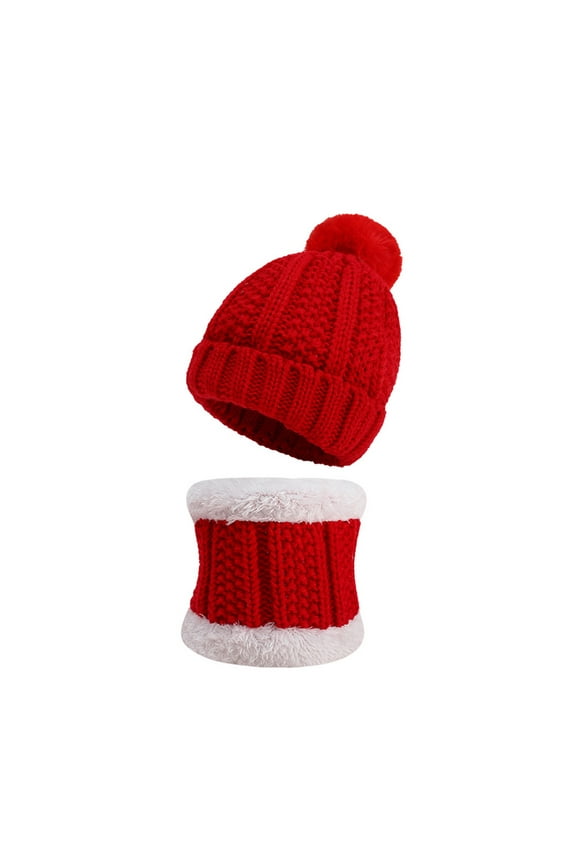 Baby Girls Boys Soft Warm Knit Hat Set Kids Winter Hat with Scarf Toddler Kids Soft Home Outing Headband