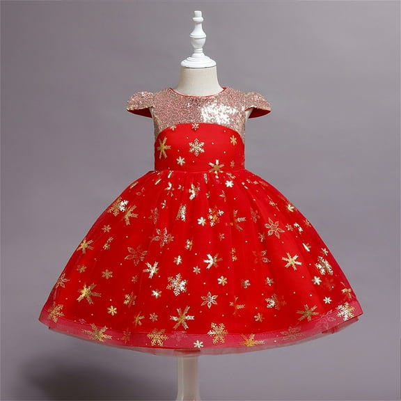 EnJoCho Baby Girls Christmas Princess Tutu Gown - Pageant Par𝗍y Wedding Dress with Snowflake Stripes for Holiday Dance & Graduation Ceremonies