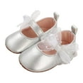 thumbnail image 1 of EnJoCho Baby Girls Dress Shoes Mary Jane Style PU Leather Bowknot Non-Slip First Walkers Princess Wedding Flats for Baby-12 Months Baby Formal Occasion Soft Sole Footwear, 1 of 5
