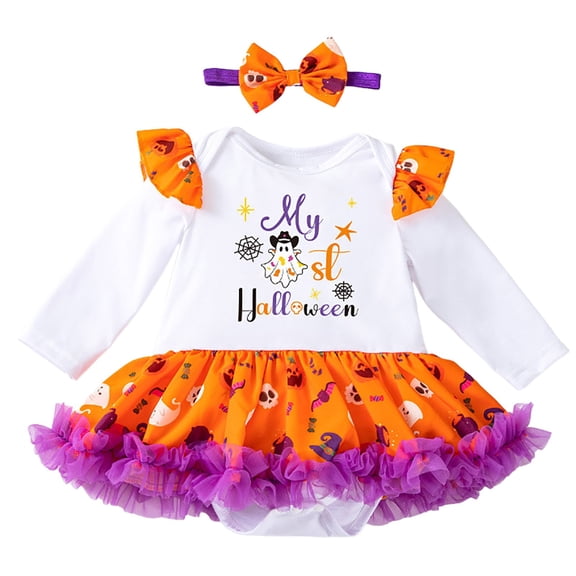 EnJoCho Baby Girls Halloween Romper Bodysuit Spring Autumn, Long Sleeved Kids Toddler Clothes Cute Warm Outfit for Fall Winter