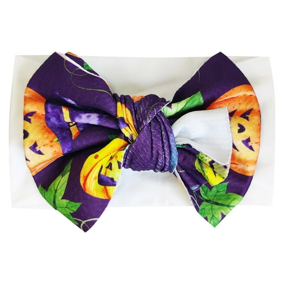 EnJoCho Baby Girls Headband Hallo-ween Motifs Pumpkin Printed Hairbands Bow Knotted Headwrap Kids Casual Fashion Headwear Accessories