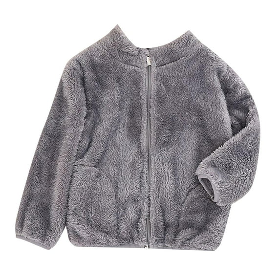 EnJoCho Baby Girls Loose Coat Little/Big Kids Boys and Girls Fall Long Sleeved Solid Color Short Pile Coral Jacket Daily Wear School Kids Trendy Clothing Top 9-10 Years