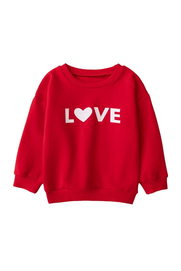 Baby Girls Outfit Kids Toddler Baby Girls Boys Autumn Winter Valentine's Day Print Cotton Long Sleeve Sweatshirt Hoodie Pullover Clothes Kids Trendy Casual Clothing