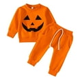thumbnail image 1 of EnJoCho Baby Girls & Toddler Boys Hallow-een Pumpkin Print Outfits Long Sleeve Round Neck Top and Sweatpants Set Cute Unisex Clothes Comfy Wear, 1 of 9