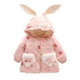 thumbnail image 1 of EnJoCho Baby Girls Winter Bun𝗇y Ear Hooded Jacket Bow Bag Set Toddler Strawberry Print Thick Warm Puffer Down Coat Outerwear Parka Snowsuit, 1 of 7