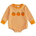 thumbnail image 1 of EnJoCho Baby Halloween Sweatshirt Romper Pumpkin Print Loose Fit Bodysuit Long Sleeve Kids Clothes for Boys Girls Autumn Winter Holiday Outfits, 1 of 7