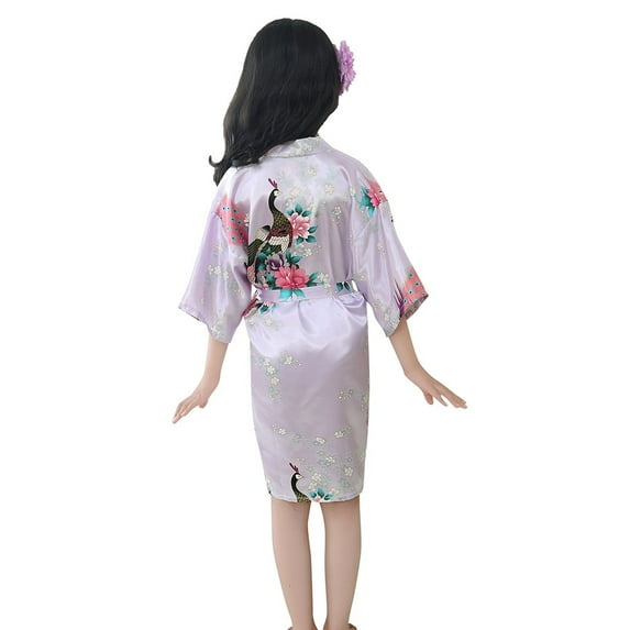 EnJoCho Baby Kids Outer Garment Toddler Baby Kid Girls Floral Silk Satin Kimono Robes Bathrobe Sleepwear Clothes Trendy Outfits for Kids 3-4 Years