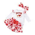 thumbnail image 1 of EnJoCho Baby Kids Valentines Outfit Love Heart 𝖱omper Ru𝖿fle Layered Shorts Headband Cute Clothes Set Party Festival Holiday Matching Siblings Twin Outfit Photoshoot Coordinated, 1 of 7