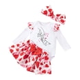 thumbnail image 1 of EnJoCho Baby Kids Valentines Outfit Love Heart 𝖱omper Ru𝖿fle Layered Shorts Headband Cute Clothes Set Party Festival Holiday Matching Siblings Twin Outfit Photoshoot Coordinated, 1 of 7