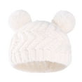 thumbnail image 1 of EnJoCho Baby Knitted Wool Hat Baby Autumn Winter Children Double Ball Pullover Hat Solid Color Warm Wool Hat For Children Toddler Kids Casual Fashion Headwear, 1 of 7