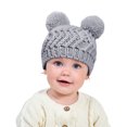 thumbnail image 1 of EnJoCho Baby Knitted Wool Hat Baby Autumn Winter Children Double Ball Pullover Hat Solid Color Warm Wool Hat For Children Toddler Kids Casual Fashion Headwear, 1 of 7