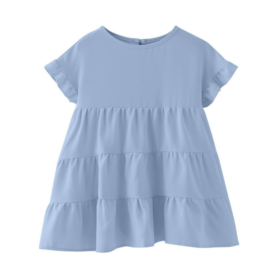 EnJoCho Baby Long Sleeve Tops Toddler Girls T Shirts Ruffle Short Sleeve Round Neck Loose Blouse Summer Solid Color Casual Tee Tops