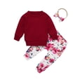 thumbnail image 1 of EnJoCho Baby Play Outfit Toddler Girl Long Sleeve Hoodie Floral Print Pant Suit with Headband for 0 to 4 Years Small Kids Holiday Party Clothing Trendy Set, 1 of 3