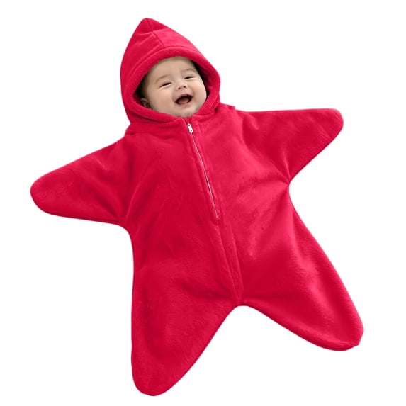 EnJoCho Baby Starfis𝗁 Onesi𝖾, Cozy Star Baby Swaddle Bag, Baby Soft Fleece Romper, Fall Winter Warm Outfits 3-12M