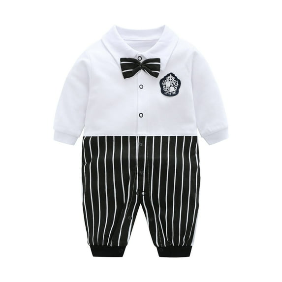 EnJoCho Baby Summer Romper Baby Clothing Jumpsuit Baby Romper Long Sleeved Spring Autumn Summer Long Sleeved Crawling Suit Gentleman Jumpsuit Toddler Trendy Bodysuit Party Wear Clearance