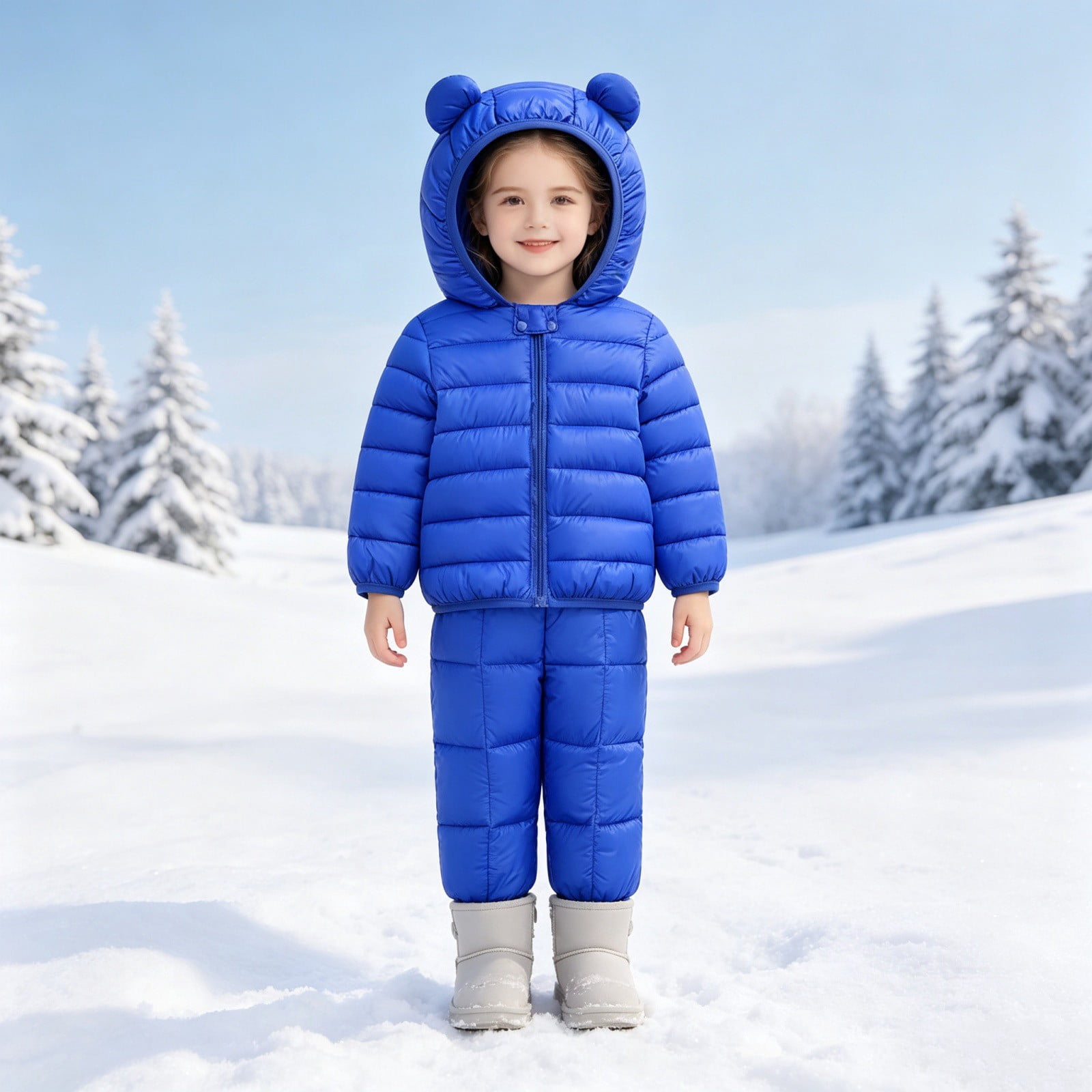 EnJoCho Baby Toddler 2 Piece Snowsuit, Ear Hooded Puffer Jacket and ...